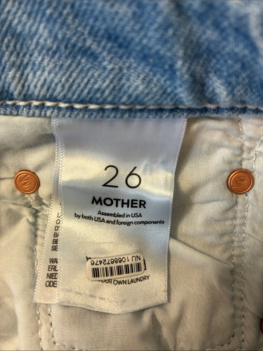 Mother Superior The Rerun Zip Sneak Jeans Wide Leg Baggy Light Wash Denim 26 - Picture 8 of 11